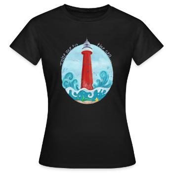 Phare. Mer. Vacances à la mer - T-shirt Femme - noir - Devant - AI Model Female 172 dark (172cm)