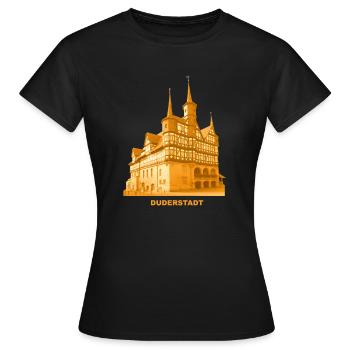 Duderstadt Rathaus - Frauen T-Shirt - Schwarz - Vorne - AI Model Female 172 dark (172cm)