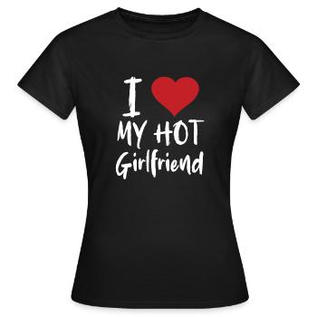 Jeg elsker min varme kæreste - Herz Liebe Freundin - Dame-T-shirt - sort - Foran - AI Model Female 172 dark (172cm)