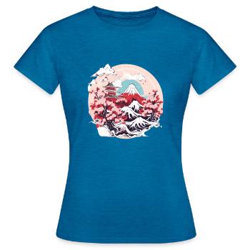 Japan - Frauen T-Shirt - Antikblaues Saphir meliert - Vorne - AI Model Female 172 dark (172cm)