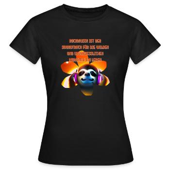 Faultier in Blume - Rockmusik - Frauen T-Shirt - Schwarz - Vorne - AI Model Female 172 dark (172cm)