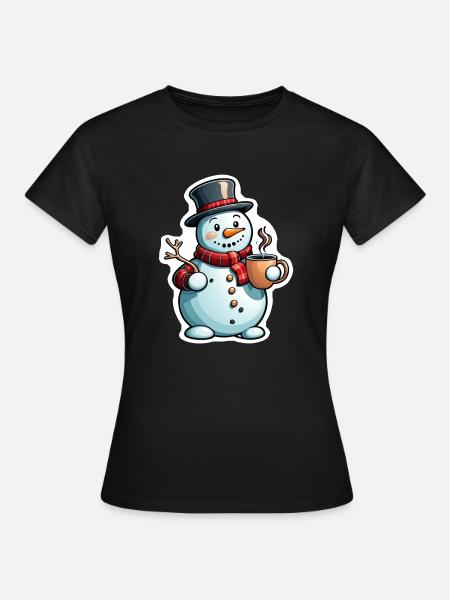 Schneemann - Frauen T-Shirt - Schwarz