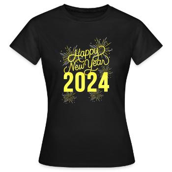 Bonne année 2024 - T-shirt Femme - noir - Devant - AI Model Female 172 dark (172cm)