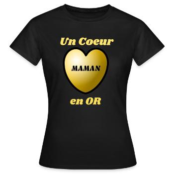 T-Shirt Maman en Or. - T-shirt Femme - noir - Devant - AI Model Female 172 dark (172cm)