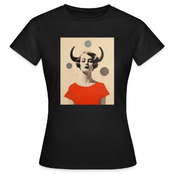 Taureau collage art astrologie - T-shirt Femme - noir - Devant - AI Model Female 172 dark (172cm)