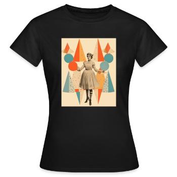 Zirkusdame Papiercollage - Frauen T-Shirt - Schwarz - Vorne - AI Model Female 172 dark (172cm)