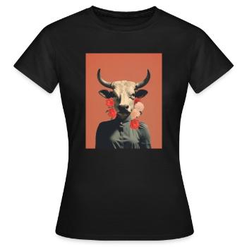 Frau Kuh surreale Collage - Frauen T-Shirt - Schwarz - Vorne - AI Model Female 172 dark (172cm)