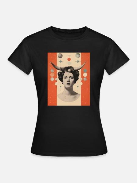 Steinbock Collage Kunst Astrologie - Frauen T-Shirt - Schwarz