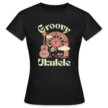 Groovy Ukulele - Women's T-Shirt - black - Front - AI Model Female 172 dark (172cm)