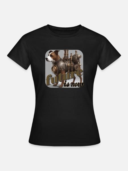 hund steampunk future is now abstrakt maschine dog - Dame-T-shirt - sort