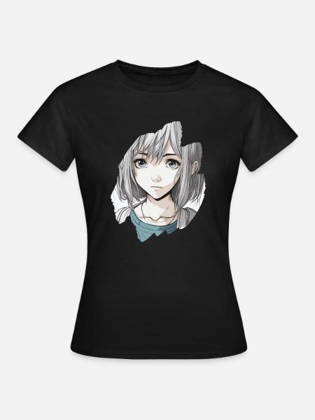 anime teenage girl grau - Dame-T-shirt - sort