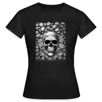 Crâne de roche besoin sur pierres - T-shirt Femme - noir - Devant - AI Model Female 172 dark (172cm)