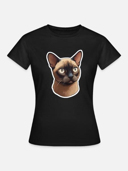 Burma-Katzenkopf - Frauen T-Shirt - Schwarz