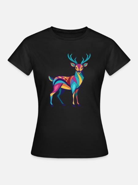 Reh - Bunt und lebhaft - Frauen T-Shirt - Schwarz