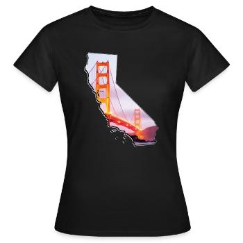 Golden Gate Bridge sur la carte de la Californie - T-shirt Femme - noir - Devant - AI Model Female 172 dark (172cm)
