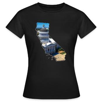 Capitole de Californie sur la carte de la Californie - T-shirt Femme - noir - Devant - AI Model Female 172 dark (172cm)