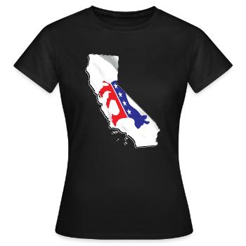 Democrat Flag in California State Map - Women's T-Shirt - black - Front - AI Model Female 172 dark (172cm)