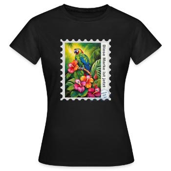 Illustration à l’aérographe « Parrot 02 » DE - T-shirt Femme - noir - Devant - AI Model Female 172 dark (172cm)