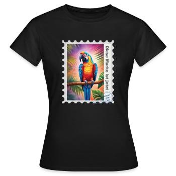Illustration à l’aérographe « Parrot 03 » DE - T-shirt Femme - noir - Devant - AI Model Female 172 dark (172cm)