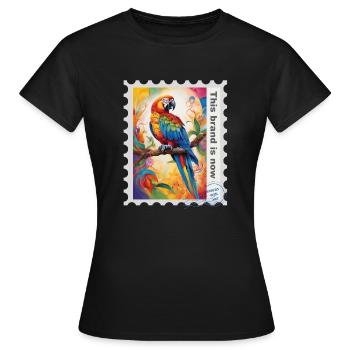 Illustration à l’aérographe « Parrot 01 » FR - T-shirt Femme - noir - Devant - AI Model Female 172 dark (172cm)