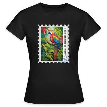Illustration à l’aérographe « Parrot 06 » FR - T-shirt Femme - noir - Devant - AI Model Female 172 dark (172cm)