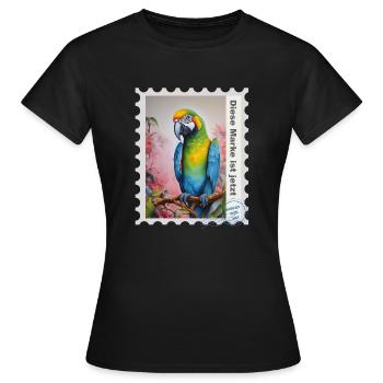 Illustration à l’aérographe « Parrot 08 » DE - T-shirt Femme - noir - Devant - AI Model Female 172 dark (172cm)