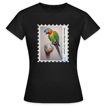 Illustration à l’aérographe « Parrot 09 » DE - T-shirt Femme - noir - Devant - AI Model Female 172 dark (172cm)