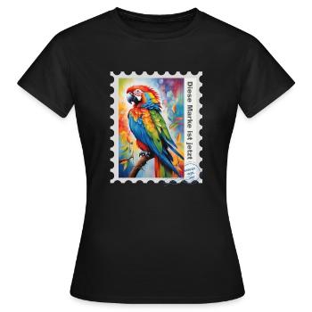 Illustration à l’aérographe « Parrot 11 » DE - T-shirt Femme - noir - Devant - AI Model Female 172 dark (172cm)