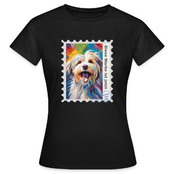 Airbrush-Illustration "Havaneser 02" DE - Frauen T-Shirt - Schwarz - Vorne - AI Model Female 172 dark (172cm)