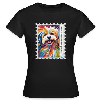 Illustration à l’aérographe « Havanese 10 » DE - T-shirt Femme - noir - Devant - AI Model Female 172 dark (172cm)