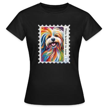 Illustration à l’aérographe « Bichon Havanais 10 » FR - T-shirt Femme - noir - Devant - AI Model Female 172 dark (172cm)