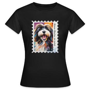 Illustration à l’aérographe « Havanese 11 » DE - T-shirt Femme - noir - Devant - AI Model Female 172 dark (172cm)
