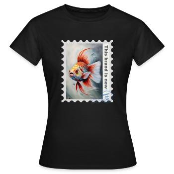 Illustration à l’aérographe « Poisson 12 » FR - T-shirt Femme - noir - Devant - AI Model Female 172 dark (172cm)