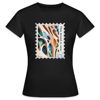 Illustration à l’aérographe « Architecture 03 » FR - T-shirt Femme - noir - Devant - AI Model Female 172 dark (172cm)