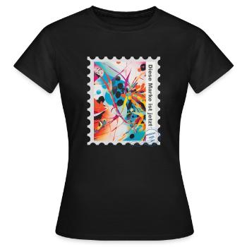 Illustration à l’aérographe « Abstract 02 » DE - T-shirt Femme - noir - Devant - AI Model Female 172 dark (172cm)