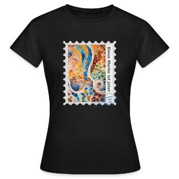 Illustration à l’aérographe « Abstract 04 » DE - T-shirt Femme - noir - Devant - AI Model Female 172 dark (172cm)