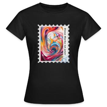 Illustration à l’aérographe « Fantasy 03 » DE - T-shirt Femme - noir - Devant - AI Model Female 172 dark (172cm)