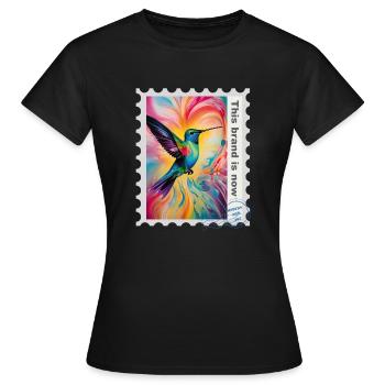 Illustration à l’aérographe « Colibri 03 » FR - T-shirt Femme - noir - Devant - AI Model Female 172 dark (172cm)