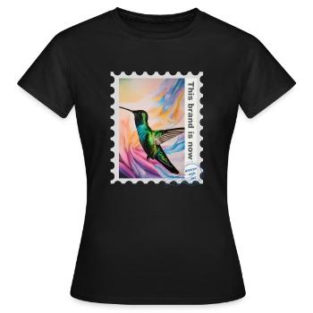 Illustration à l’aérographe « Colibri 01 » FR - T-shirt Femme - noir - Devant - AI Model Female 172 dark (172cm)