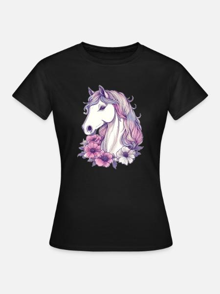 Pferd - Dame-T-shirt - sort