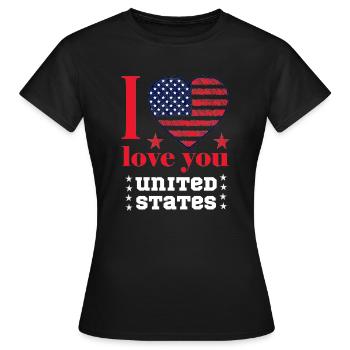 T-shirt I LOVE YOU UNITED STATES 2025 - T-shirt Femme - noir - Devant - AI Model Female 172 dark (172cm)
