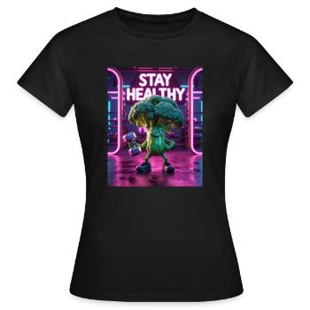 Brocoli Gym Workout RESTEZ EN BONNE SANTÉ - T-shirt Femme - noir - Devant - AI Model Female 172 dark (172cm)
