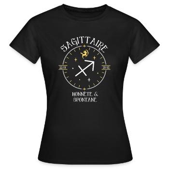 Du signe du Sagittaire - Honnête et spontané - T-shirt Femme - noir - Devant - AI Model Female 172 dark (172cm)