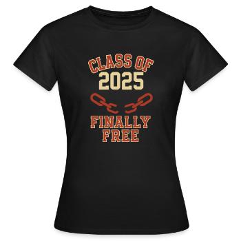 Remise des diplômes 2025 – Fin de l’école enfin gratuite - T-shirt Femme - noir - Devant - AI Model Female 172 dark (172cm)