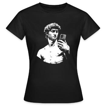 David Michelangelo avec smartphone - T-shirt Femme - noir - Devant - AI Model Female 172 dark (172cm)