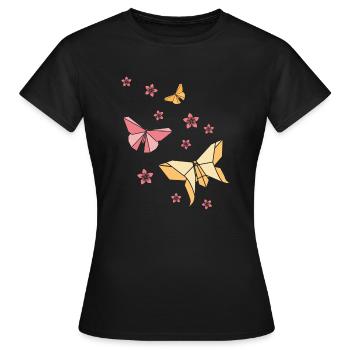 Origami Butterflies - Frauen T-Shirt - Schwarz - Vorne - AI Model Female 172 dark (172cm)