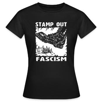 stamp out fascism - Frauen T-Shirt - Schwarz - Vorne - AI Model Female 172 dark (172cm)