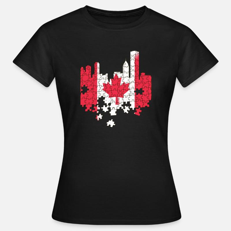 Puzzle drapeau du Canada Feuille d'érable du Canada Feuille d'érable - T-shirt Femme - noir