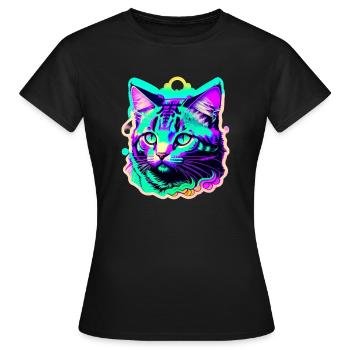 bunte Katze - Frauen T-Shirt - Schwarz - Vorne - AI Model Female 172 dark (172cm)