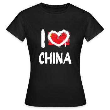 J’aime la Chine / J’aime la Chine Pays - T-shirt Femme - noir - Devant - AI Model Female 172 dark (172cm)